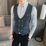 LP733-新款双排扣V领男马甲外套服务员马甲工作服大码P40，男装背心/马甲，星座717A
