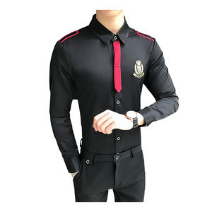 LT104-新款男发型师学生长袖衬衫班服酒吧工作服P50图片