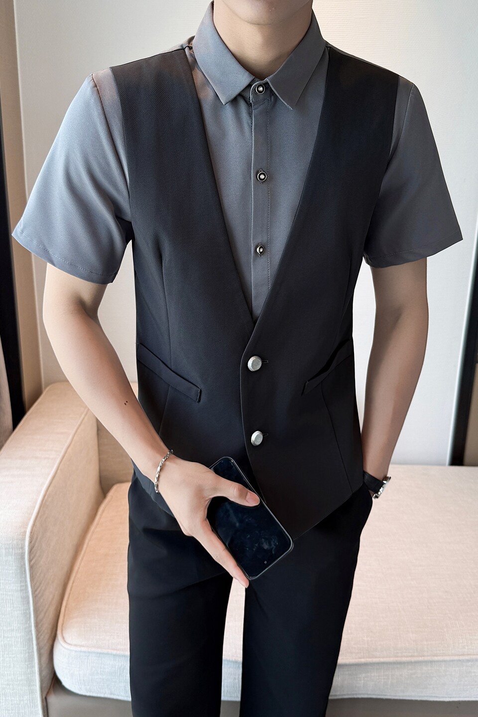 LT1001*男假两件衬衫餐厅吧台KTV夜店工作服P55,男装衬衫,星座717A