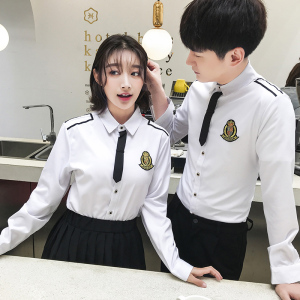 QC104*2023情侣学院风空少长袖衬衫夜店KTV学生工作服大码P50,曼谷探店穿搭小个子图片