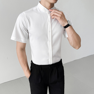 LT139*男立领服务生短袖衬衫酒吧职场衬衣P38
