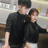 QC026-2020时尚清新情侣长袖纯色衬衫经典欧式宫廷风衬衣男P45，男装衬衫，星座717A