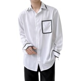 QS028*大口袋青春纯色学院风DKJK宽松版男长袖衬衫P55，男装衬衫，星座717A