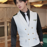 QS758*空少西装领男女款双排扣马甲台球俱乐部服务工作服P50，男装背心/马甲，星座717A