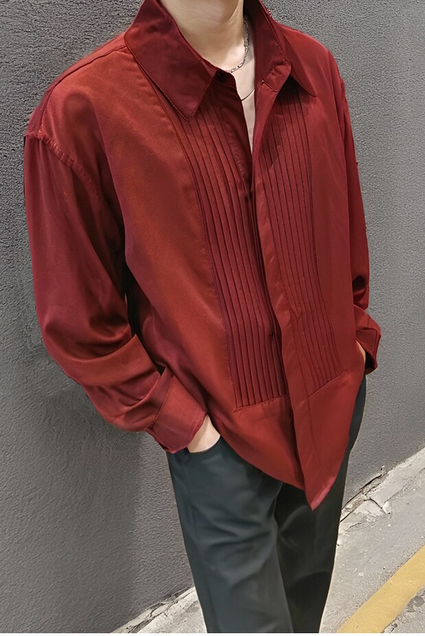 QS036*那不勒斯褶皱法式男长袖衬衫P48,男装衬衫,星座717A