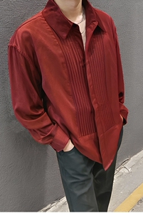 QS036*那不勒斯褶皱法式男长袖衬衫P48图片