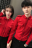 QC121*2023情侣男女同款英伦学院风长袖衬衫夜店营业员工作服P50，男装衬衫，星座717A