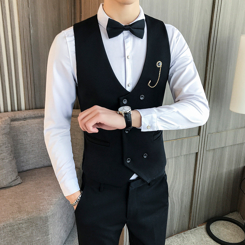 LP733-双排扣V领短款男马甲外套休闲马甲KTV夜店马甲工作服P40,男装背心/马甲,星座717A