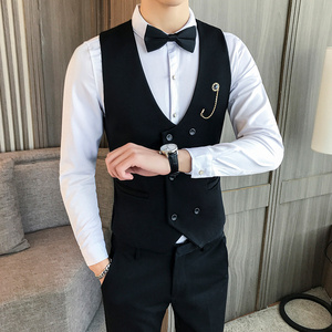 LP733-双排扣V领短款男马甲外套休闲马甲KTV夜店马甲工作服P40图片