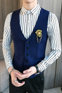 LP744-精致学院风短款男马甲外套夜店休闲服务生马甲P50图片