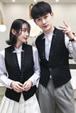 Q8782*铆钉装饰立领情侣一粒扣短款马甲酒吧KTV男女马甲工作服P50，男装背心/马甲，星座717A
