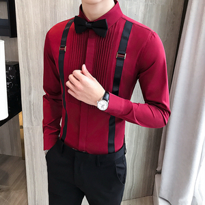 LT017-新款宫廷风背带假两件长袖衬衫夜店酒吧KTV工作服P48图片