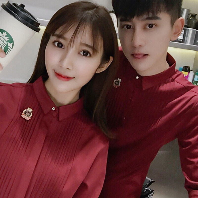 QC026-Q情侣纯色拉皱七分袖中袖衬衫男酒吧夜店工作服大码纯色P40,男装衬衫,星座717A