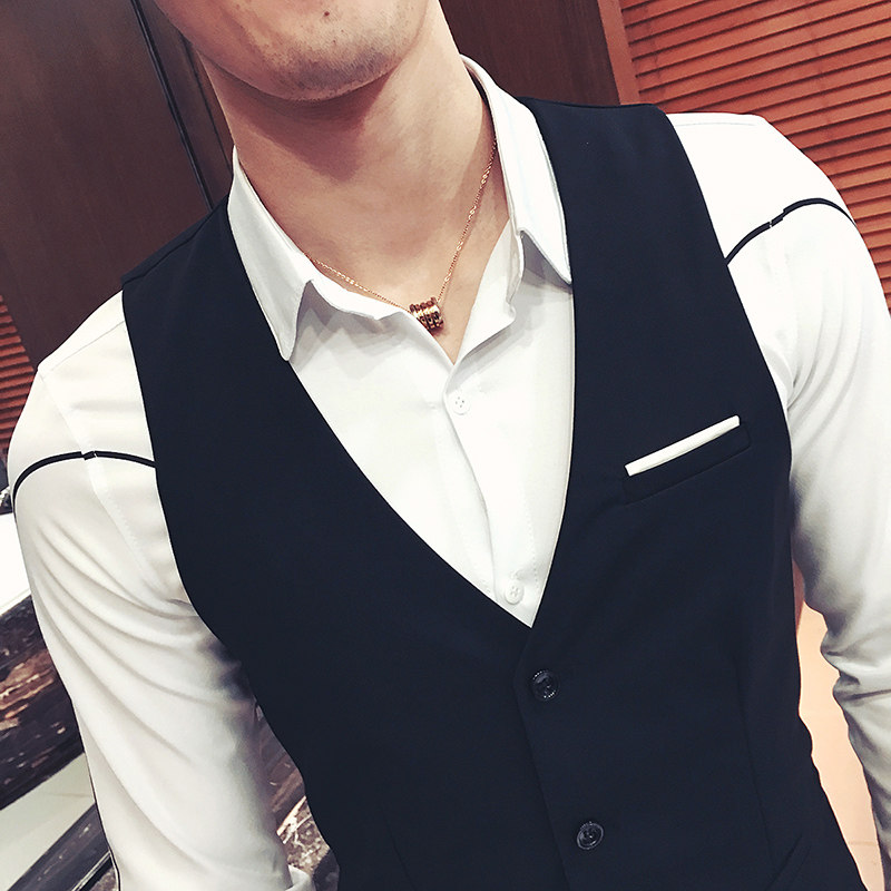 Y8704-秋男士纯色假口袋马甲外套营业员服务生马甲工作服大码P40,男装背心/马甲,星座717A
