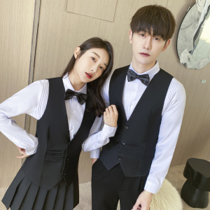 Q8793*纯色短款马甲工装男女同款夜店酒吧员工马甲外套P50图片