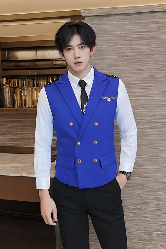 QS758*男双排扣台球马甲服务生马甲KTV夜店马甲P50,男装背心/马甲,星座717A