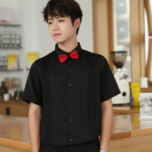 LT144*男褶皱法式伴郎服新郎短袖衬衫婚礼衬衣P40图片