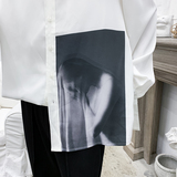 LT801-2024新款中性风格男女款衬衫大版印花港风衬衣P55，男装衬衫，星座717A