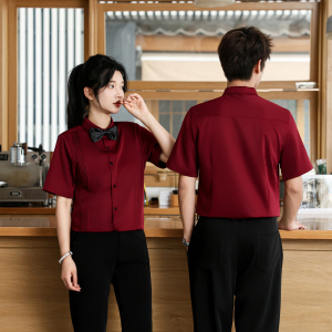 QC144*西餐厅男女同款短袖衬衫酒吧夜店服务员工装道具服装P40图片