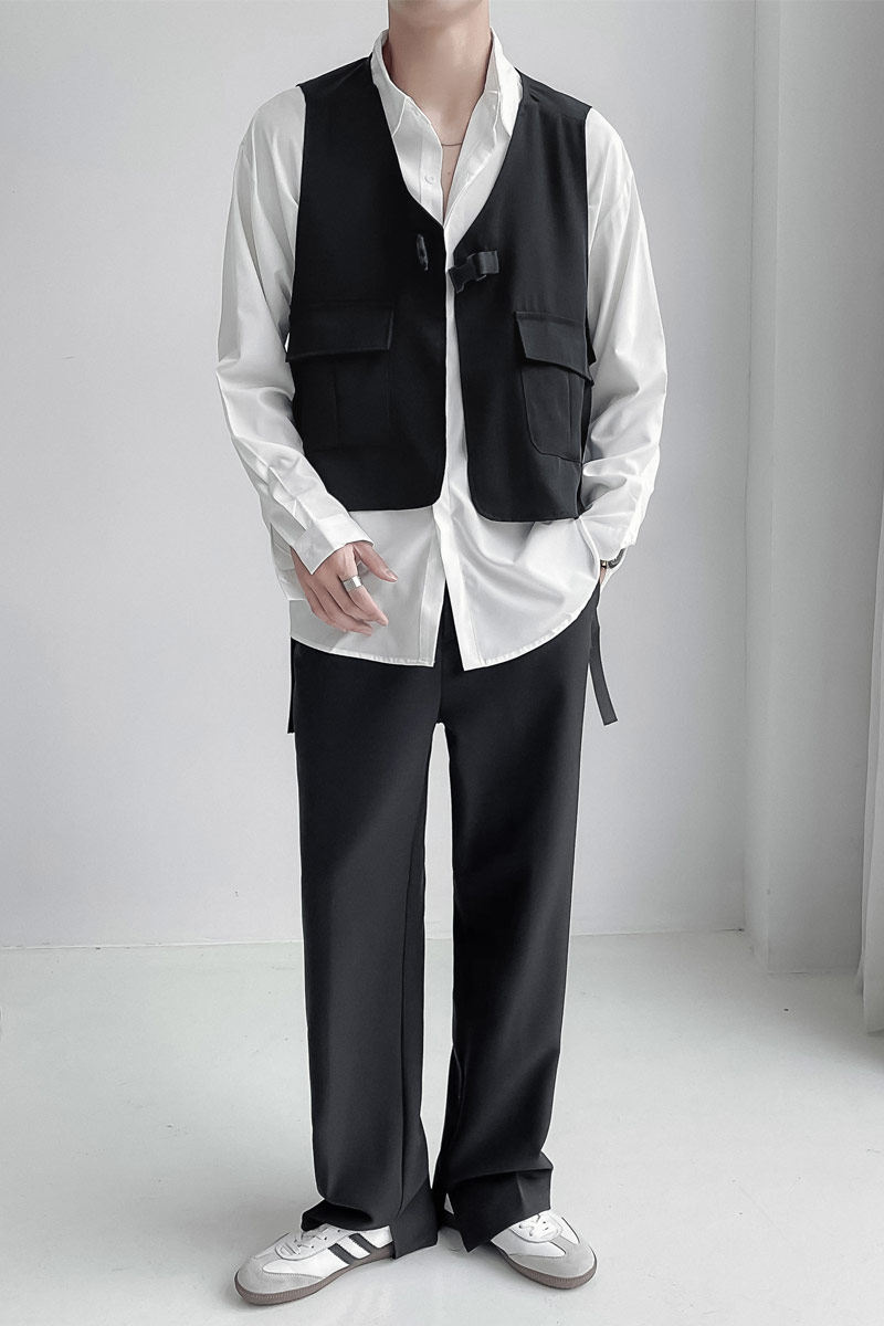 QS901*2024新款中性男宽松潮马甲外套披肩小马褂P45,男装背心/马甲,星座717A