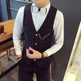 S8710-春季V领大格子休闲马甲工装KTV夜店酒吧马甲工作服P50，男装背心/马甲，星座717A