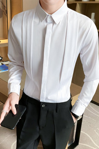 LT141*新款纯色轻奢男休闲长袖衬衫痞帅衬衣P50图片