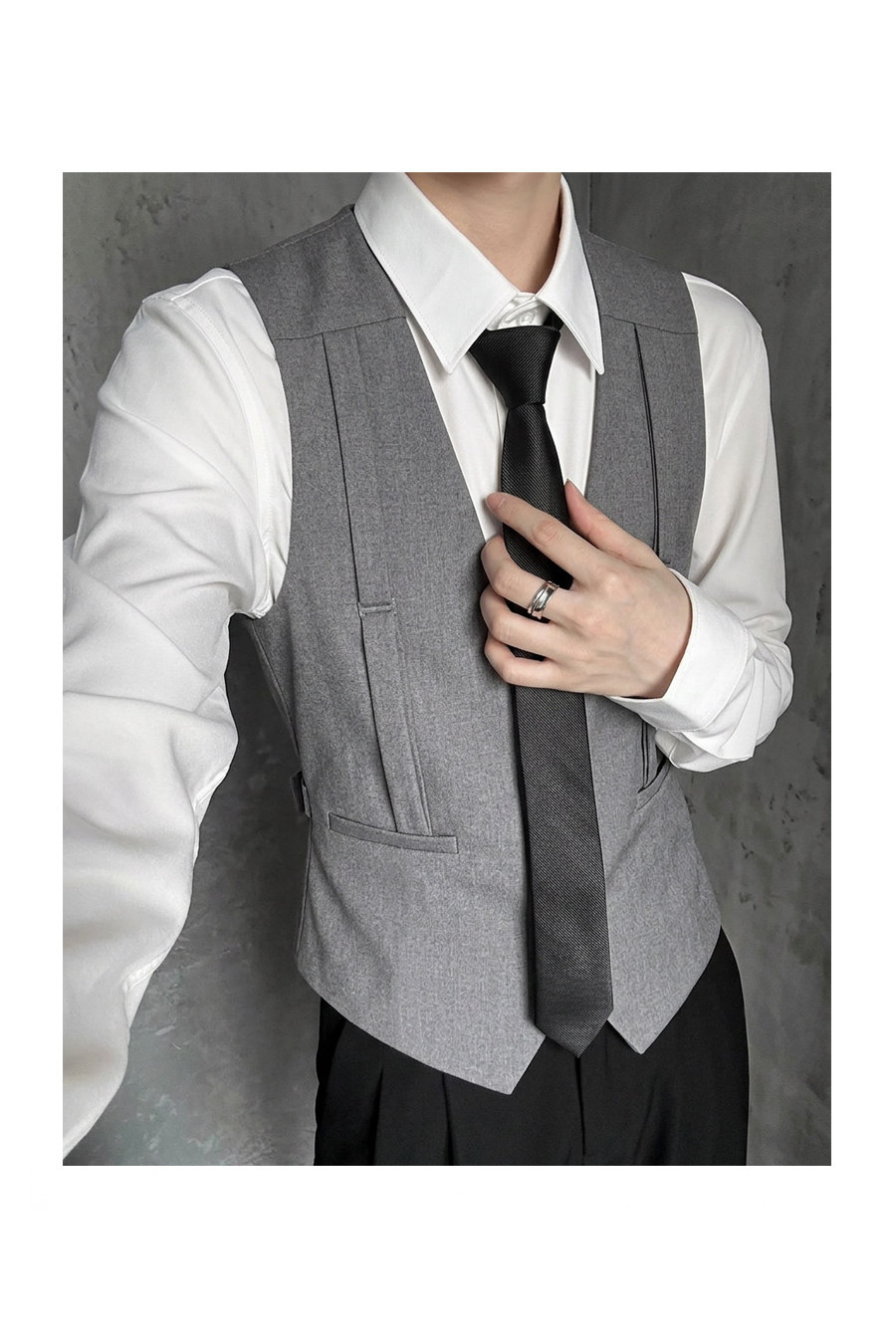 QS781*背带装饰V领男马甲休闲马甲P50,男装背心/马甲,星座717A