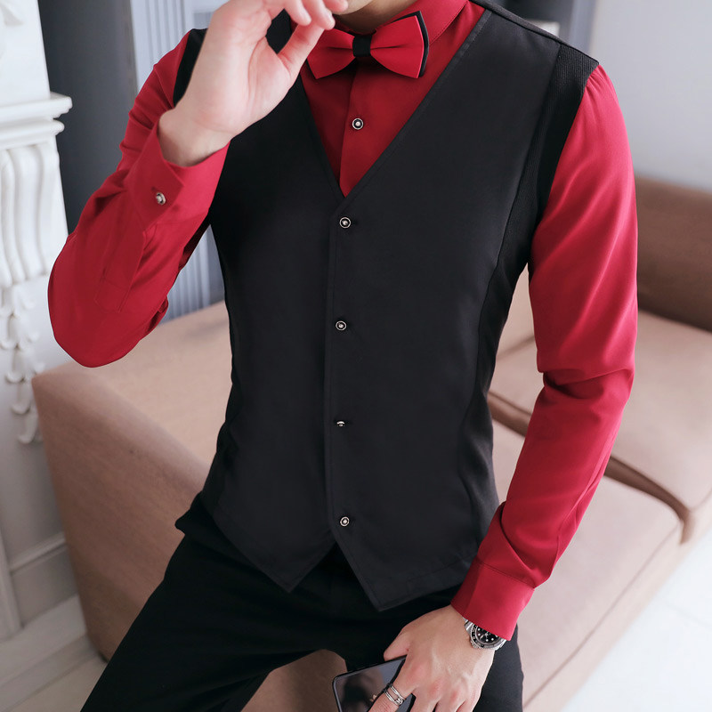 YC101-春秋男衬衫马甲两件套夜店酒吧KTV衬衫工作服大码P55,男装衬衫,星座717A