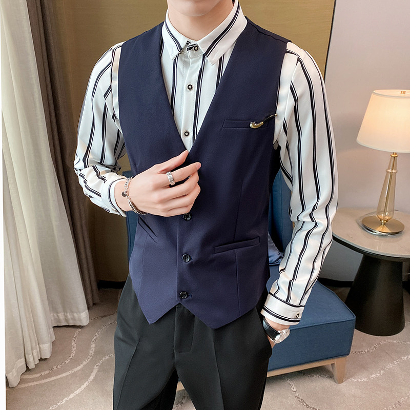 8749*马甲男修身青年休闲正装上班工作职业结婚新郎礼服P50图片