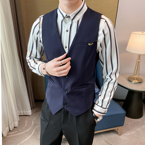 8749*马甲男修身青年休闲正装上班工作职业结婚新郎礼服P50图片
