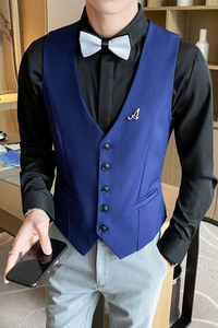 8751*休闲马甲定制印字LOGO坎肩酒吧KTV背心服务员工作服P50图片