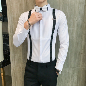 LT017-新款宫廷风背带假两件长袖衬衫夜店酒吧KTV工作服P48图片