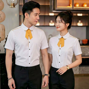 GZ136*领带装饰餐厅娱乐场所咖啡厅KTV夜店短袖衬衣工作服P45图片