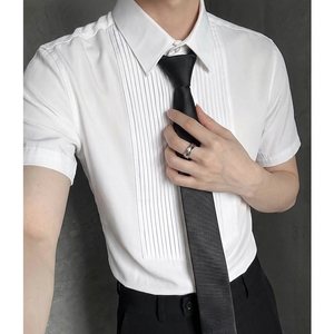 QS143*酒红风琴皱法式选修休闲衬衫伴郎合唱演出服P45图片