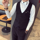 S8731-春季男韩版修身口袋布装饰休闲马甲外套大码伴郎马甲P50，男装背心/马甲，星座717A