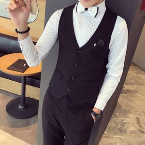S8731-春季男韩版修身口袋布装饰休闲马甲外套大码伴郎马甲P50图片