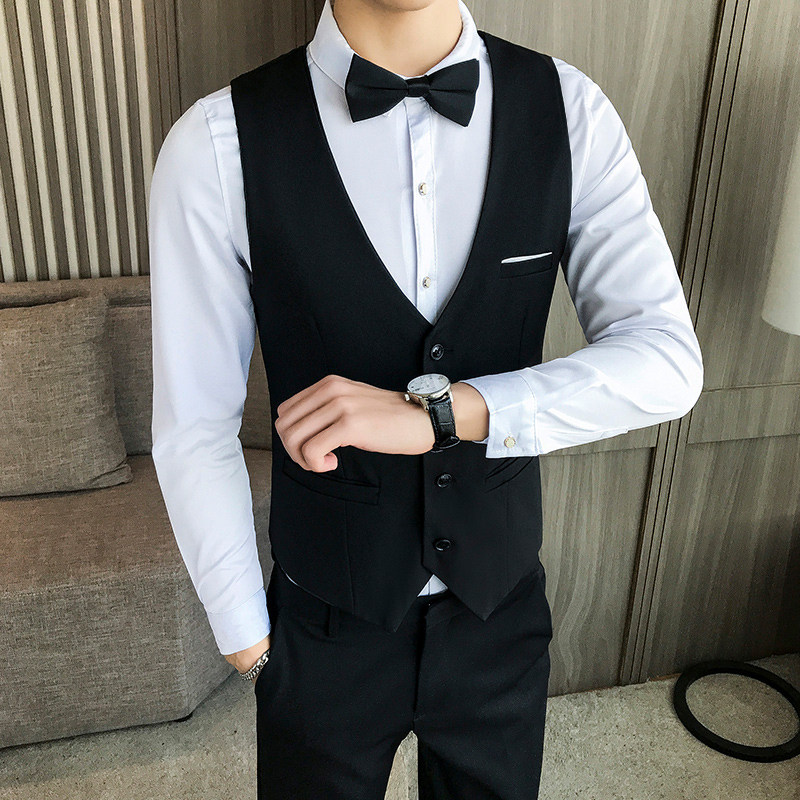 LP704-V纯色男单排扣休闲马甲酒吧服务员工作服大码P40,男装背心/马甲,星座717A