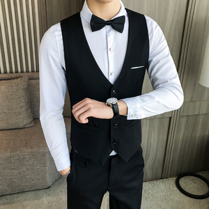 LP704-V纯色男单排扣休闲马甲酒吧服务员工作服大码P40
