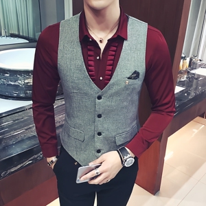 Y8731-V修身男士马甲外套KT夜店少爷马甲马褂工作服大码P48图片