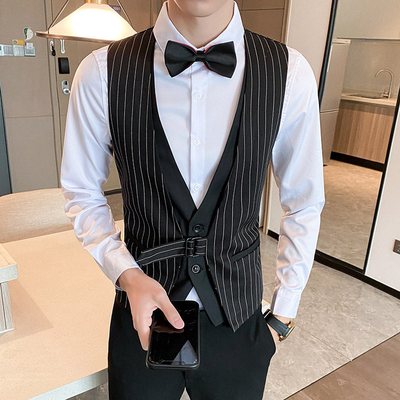 LT805*男青年条纹假两件马甲夜店酒吧KTV背心休闲工作服P50,男装背心/马甲,星座717A