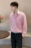 QS091*长流苏演出服型男舞台表演服长袖衬衫宽松P65，男装衬衫，星座717A