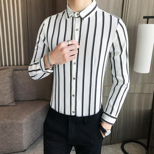 LT005-新款经典条纹男条纹衬衫衬衣型男社会小伙衬衣大码P45,男装衬衫,星座717A