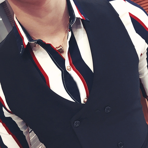 Y8733-W双排扣型男修身夜店酒吧服务生马甲男士休闲马甲潮P40图片