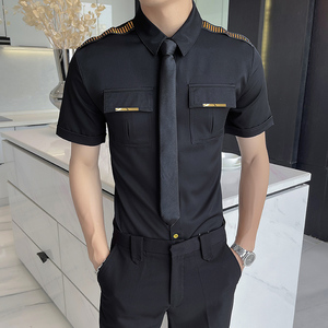 LT031*肩章装饰大口袋空少短袖衬衫酒店餐厅酒吧工作服P40图片