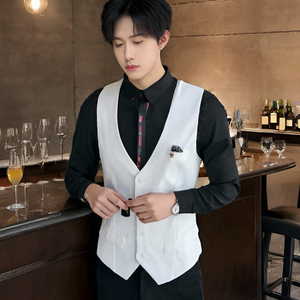 QS731*男士KTV夜店酒吧马甲V领短工作服休闲马甲P50图片