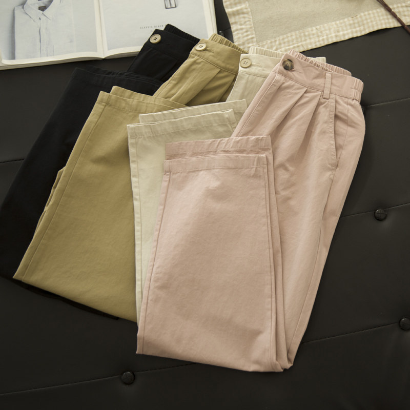 新热气球 韩版学生宽松休闲女夏薄松紧腰显瘦九分直筒工装裤长裤,女装/女士精品,休闲裤,淘宝优惠券,粉丝福利购,淘宝优惠卷