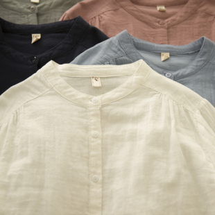 女打底百搭打底衬衣 衬衫 许星河 秋立通勤气质领棉纱纯色长袖