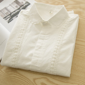 女 日系小清新甜美蕾丝花边翻领内搭打底白色衬衫 星灿 春秋新款