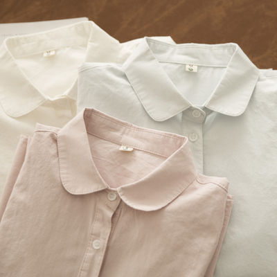 春秋韩版甜美清新长袖白衬衫