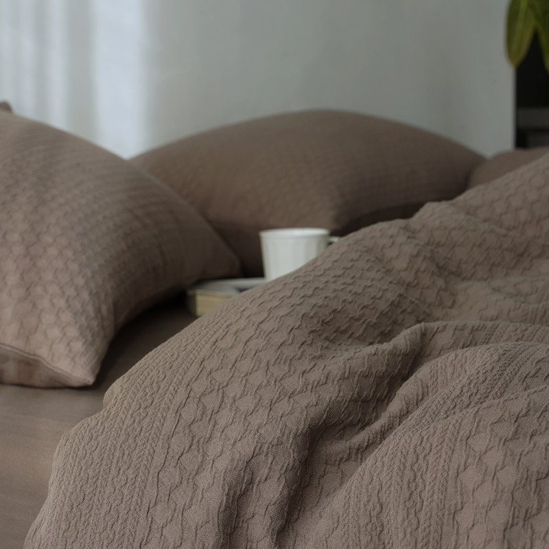 侘寂椰棕/2024新款全棉纯棉美拉德蜂巢提花四件套1.5m/.8m床品,床上用品,床品套件/四件套/多件套,淘宝优惠券,粉丝福利购,淘宝优惠卷